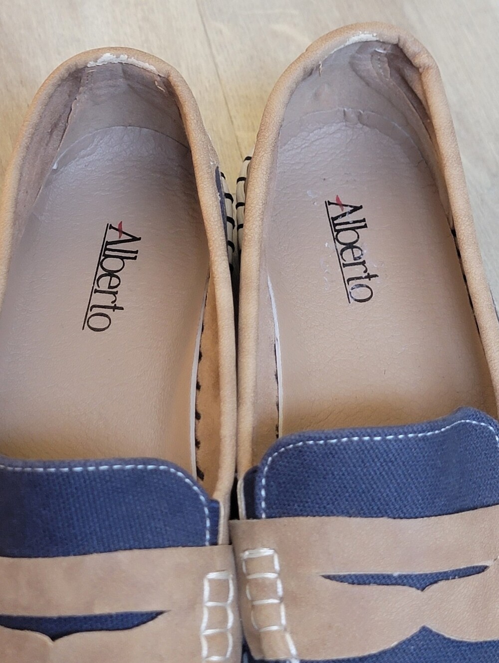 Alberto Navy and Tan Canvas Loafers - Picture 6 of 7